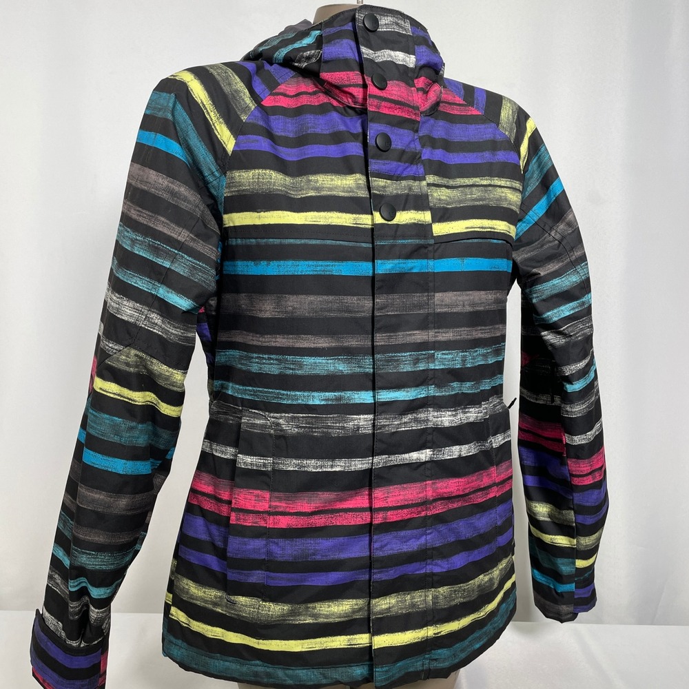 Burton Multicolor Stripes Hooded Winter Coat Ski Snowboard Jacket Women's SMALL - Picture 10 of 14
